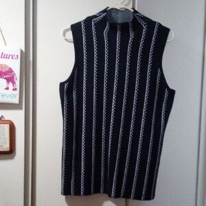 Black and White Striped Sleeveless Top